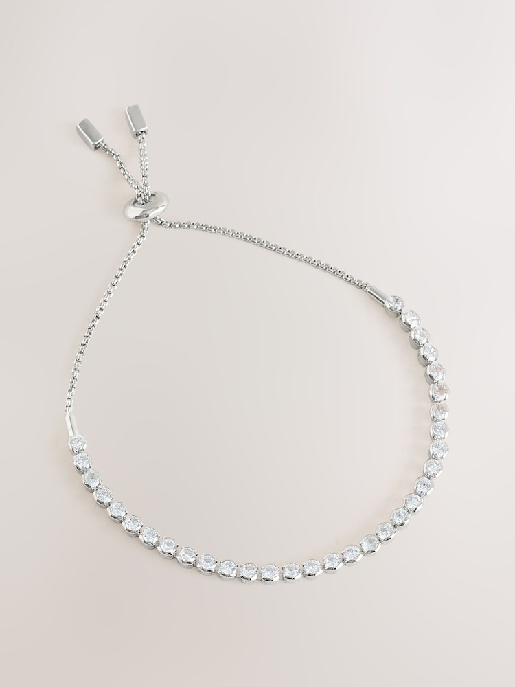 Silver Tone Sparkle Pully Bracelet - Image 1 of 3 Silver Tone Sparkle Pully Bracelet - Image 1 of 3