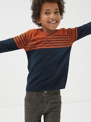 FatFace Blue Stripe Crew Jumper - Image 1 of 4