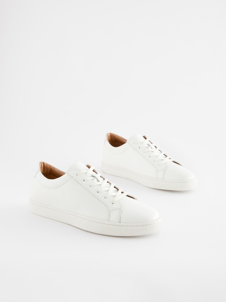 White Leather Trainers - Image 2 of 6