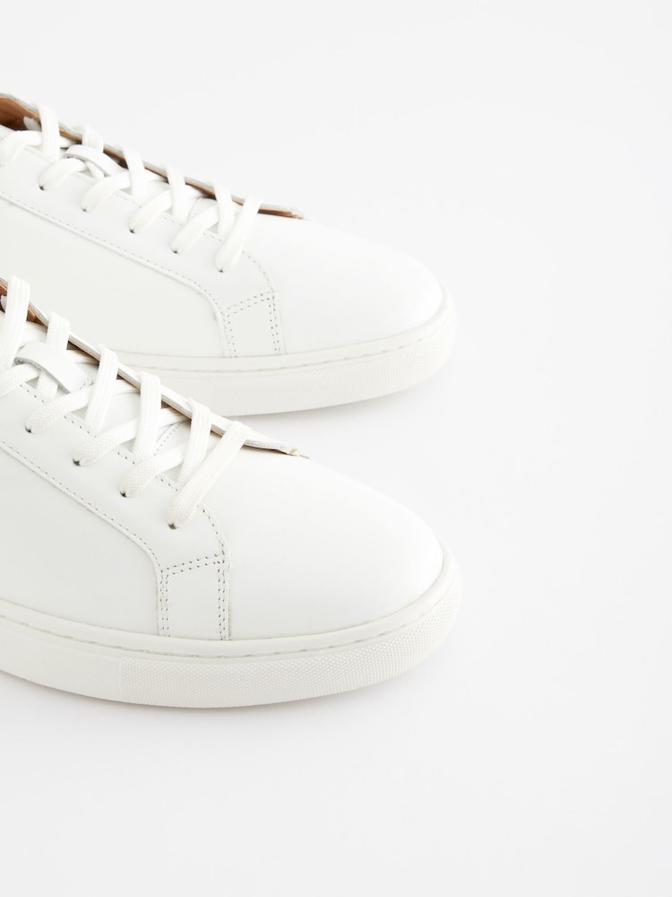 White Leather Trainers - Image 5 of 6