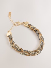 Gold Tone Braided Beaded Bracelet - Image 1 of 3