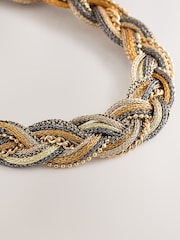 Gold Tone Braided Beaded Bracelet - Image 2 of 3