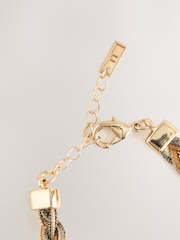 Gold Tone Braided Beaded Bracelet - Image 3 of 3
