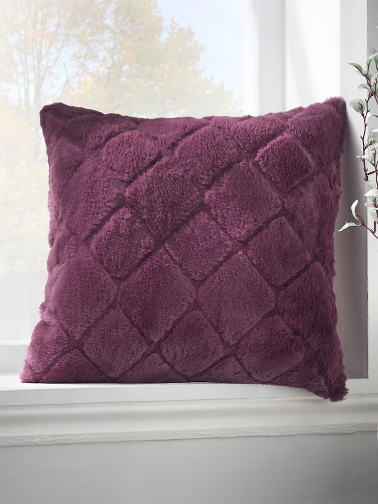 Catherine Lansfield Purple Cosy Diamond Cushion - Image 1 of 4