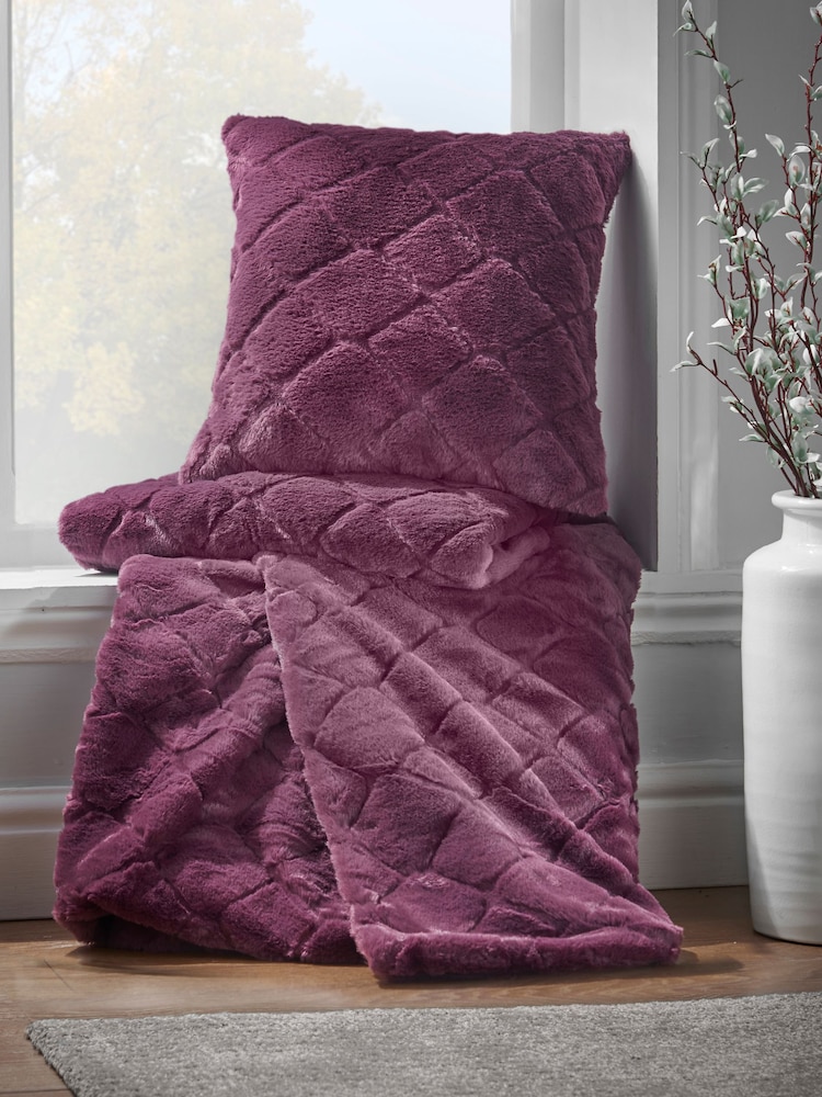 Catherine Lansfield Purple Cosy Diamond Cushion - Image 2 of 4