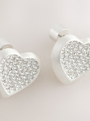 Silver Tone Sparkle Heart Earrings - Image 2 of 3