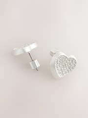 Silver Tone Sparkle Heart Earrings - Image 3 of 3