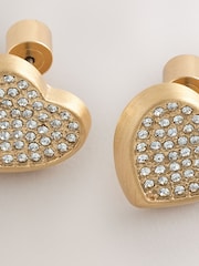 Gold Tone Sparkle Heart Earrings - Image 2 of 3