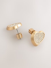 Gold Tone Sparkle Heart Earrings - Image 3 of 3