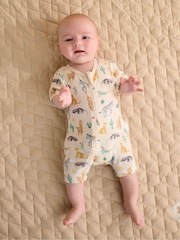 Purebaby Short Sleeve Zip Rompers 2 Pack - Imagen 1 de 6