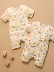 Purebaby Short Sleeve Zip Rompers 2 Pack - Imagen 2 de 6