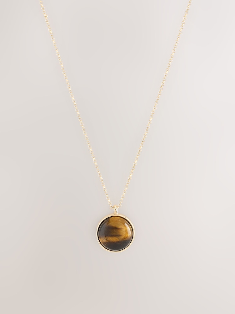 Gold Tone Brown Stone Necklace - Image 1 of 3