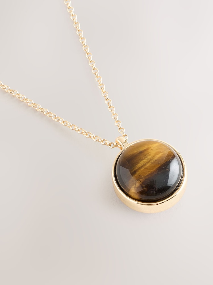 Gold Tone Brown Stone Necklace - Image 3 of 3