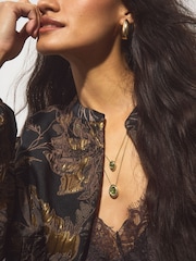 Gold Tone Layered Stone Necklace - Image 1 of 5
