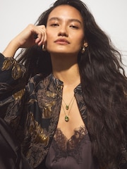 Gold Tone Layered Stone Necklace - Image 2 of 5