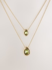 Gold Tone Layered Stone Necklace - Image 3 of 5