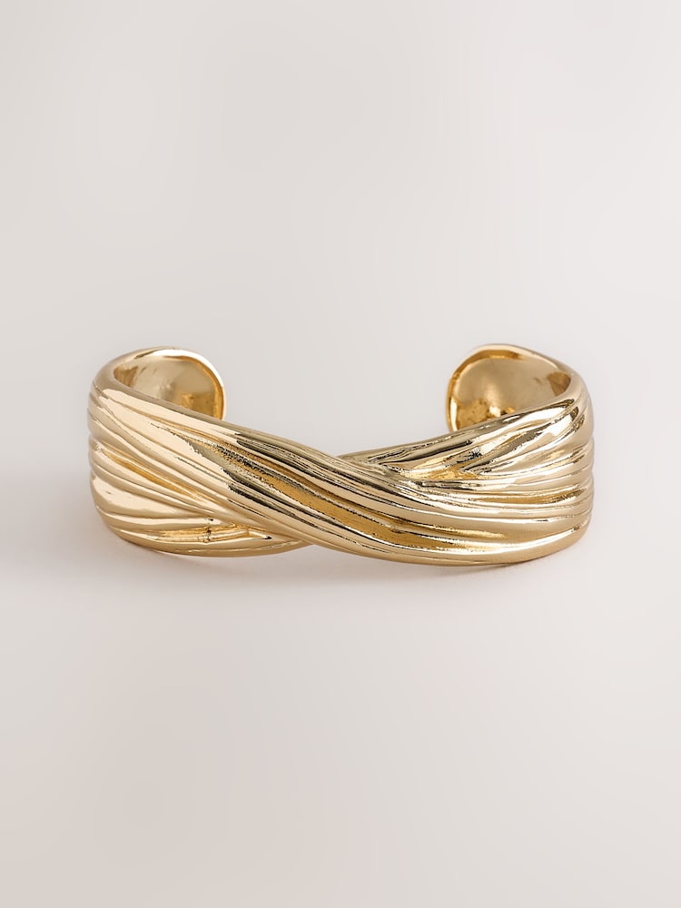 Gold Tone Twisted Cuff Bracelet - Image 2 of 3