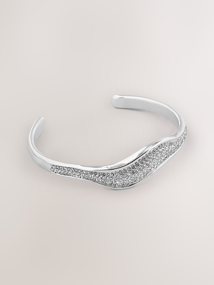 Silver Tone Sparkle Cuff Bracelet - Image 1 of 3