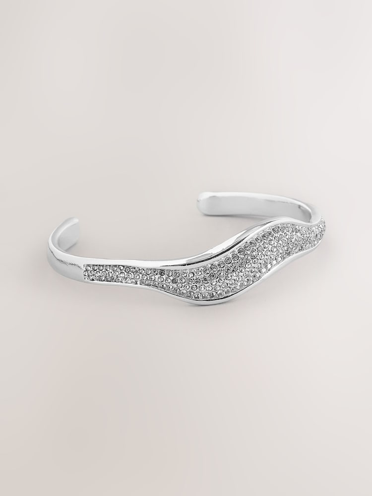 Silver Tone Sparkle Cuff Bracelet - Image 2 of 3