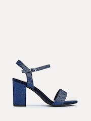 Linzi Navy Glitter Skyline Open Back Barely There Block Heeled Sandals - Image 2 of 5