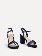 Linzi Navy Glitter Skyline Open Back Barely There Block Heeled Sandals - Image 3 of 5