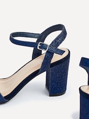 Linzi Navy Glitter Skyline Open Back Barely There Block Heeled Sandals - Image 4 of 5