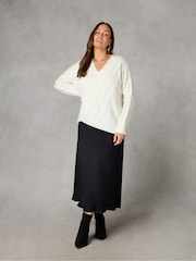 Live Unlimited Black Curve Petite Bias Cut Skirt - Image 1 of 4