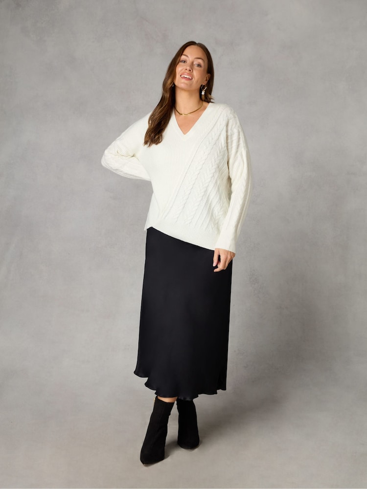 Live Unlimited Black Curve Petite Bias Cut Skirt - Image 1 of 4