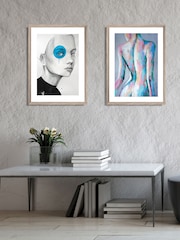 Brookpace Lascelles Black Blue Eye Artwork In Wood Frame - Image 1 of 3