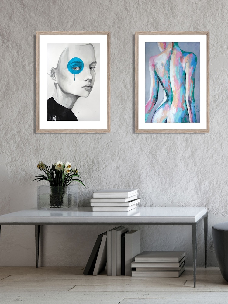 Brookpace Lascelles Black Blue Eye Artwork In Wood Frame - Image 1 of 3