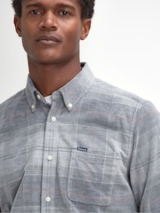 Barbour® Grey Blair Tartan Check Micro 100% Cotton Cord Shirt - Image 4 of 6