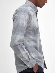 Barbour® Grey Blair Tartan Check Micro 100% Cotton Cord Shirt - Image 5 of 6