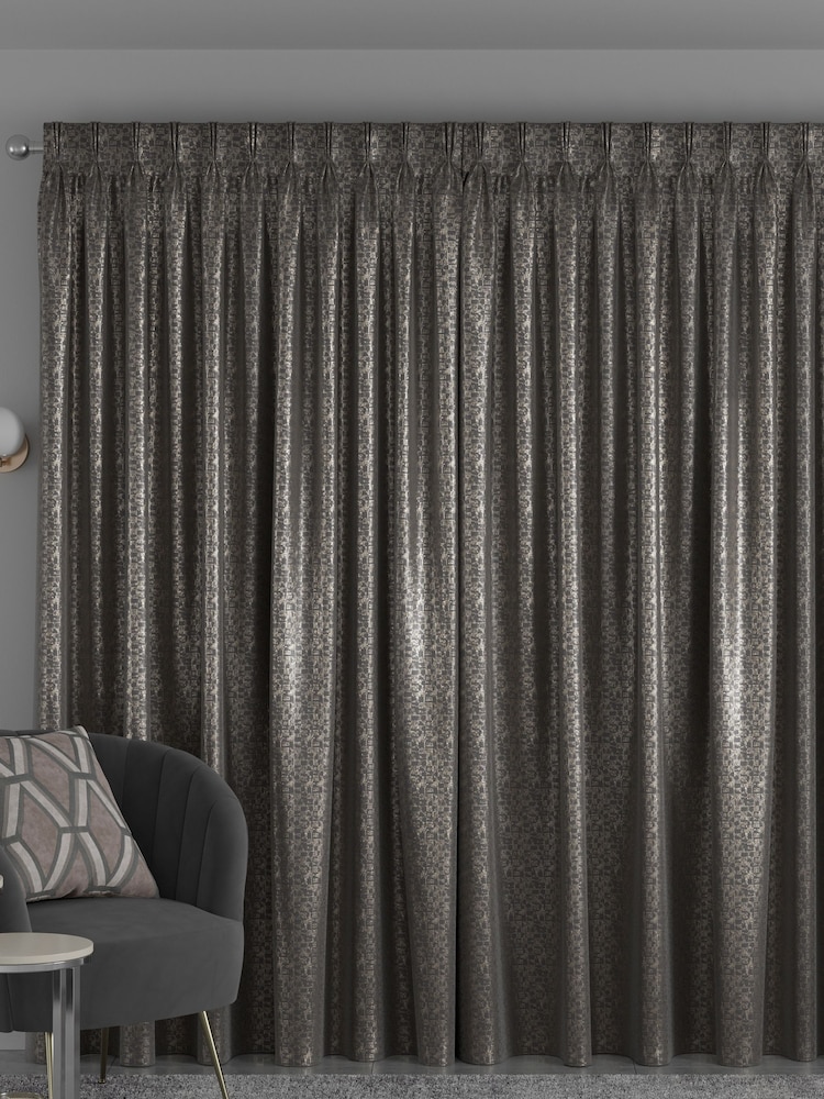 Grey Geo Texture Made To Measure Curtains - Image 2 of 9