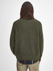 Barbour® Olive Green Griffiths Crew Neck 100% Cotton Knitted Jumper - Image 2 of 6
