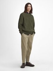 Barbour® Olive Green Griffiths Crew Neck 100% Cotton Knitted Jumper - Image 3 of 6