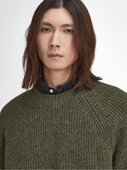 Barbour® Olive Green Griffiths Crew Neck 100% Cotton Knitted Jumper - Image 4 of 6