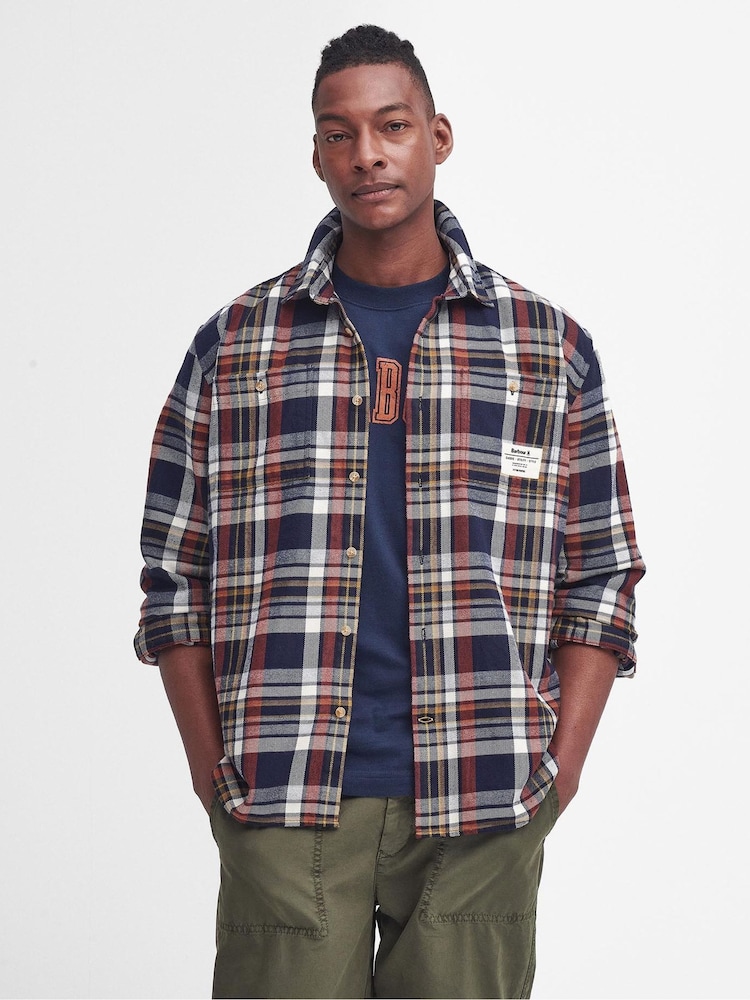 Barbour® Navy Relaxed Fit Hanley 100% Cotton Check Shirt - Image 1 of 6