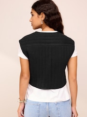 Monochrome Floral Embroidery Waistcoat - Image 3 of 6