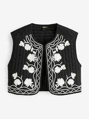 Monochrome Floral Embroidery Waistcoat - Image 5 of 6