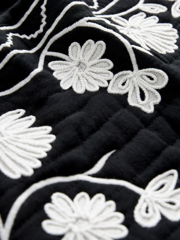 Monochrome Floral Embroidery Waistcoat - Image 6 of 6