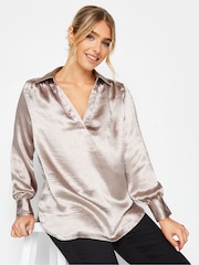 M&Co Pink Satin V-Neck Blouse - Image 1 of 4