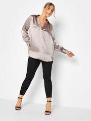 M&Co Pink Satin V-Neck Blouse - Image 3 of 4