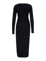Vestido ajustado a media pierna con cuello de pico de punto de canalé Layla de Pour Moi - Imagen 5 de 5