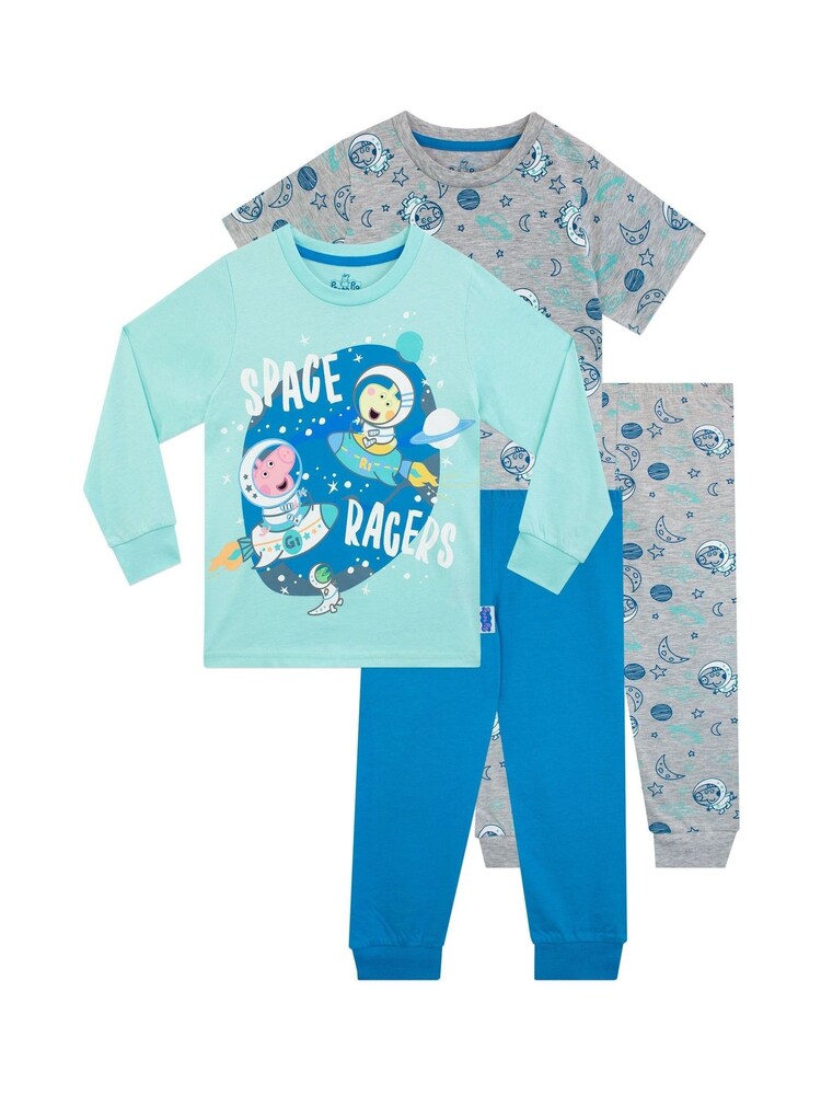 Character Silver Blue George Pig 100% Cotton Pyjamas 2 Pack - Image 1 of 5