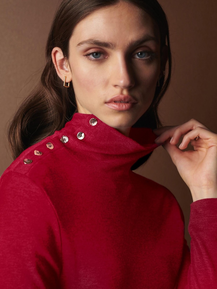 Red Premium Long Sleeve Roll Neck Top - Image 1 of 5