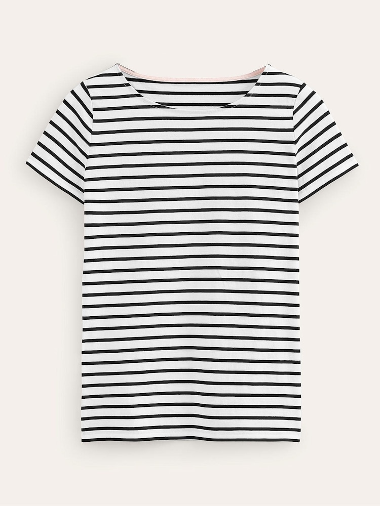 Boden Black Ava Short Sleeve Breton 100% Cotton T-Shirt - Image 5 of 5 Boden Black Ava Short Sleeve Breton 100% Cotton T-Shirt - Image 5 of 5