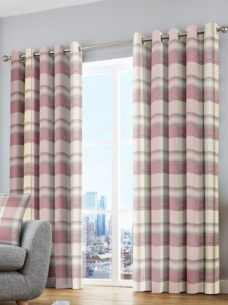 Cortinas com ilhós Fusion Balmoral Check 100% algodão - Imagem 1 de 3