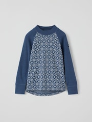 Polarn O. Pyret Blue Long Sleeve Merino Jacquard Top - Image 1 of 2
