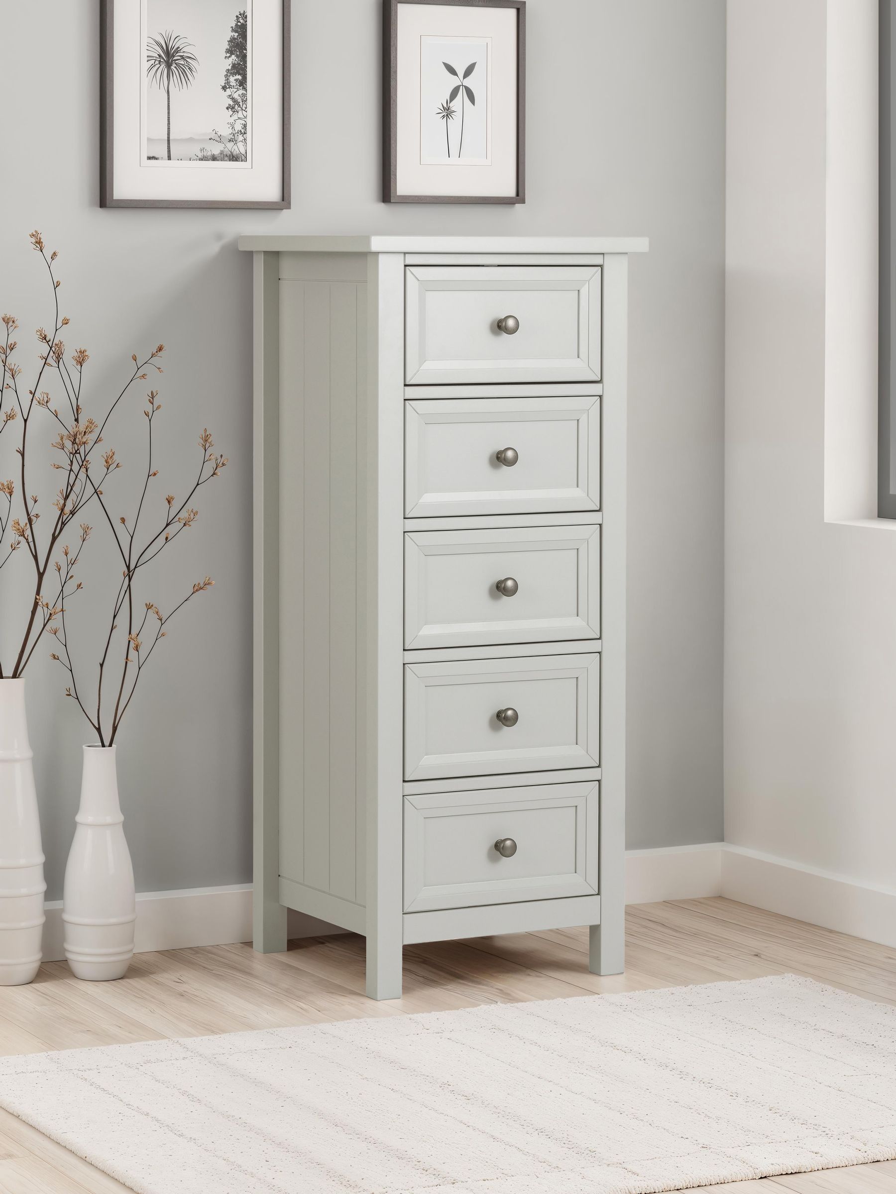 Julian Bowen Unisex Light Grey Maine Drawer Tall Chest In Size 5 - Image 5