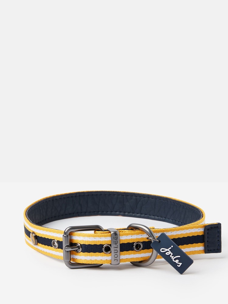 Joules Medium Yellow Striped Adjustable Dog Collar - Image 2 of 3